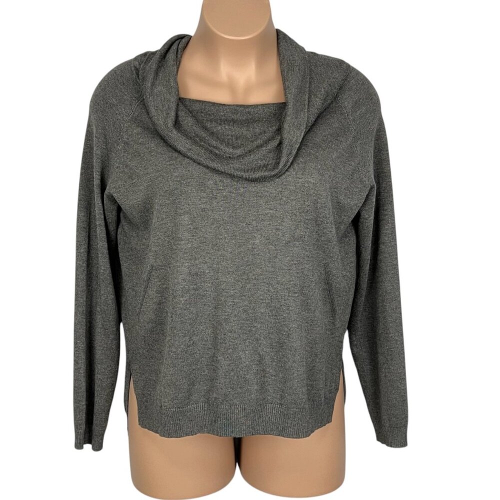 Cyrus Womens Gray Cowl Neck Sweater Long Sleeves Pullover High Low Hem size XL